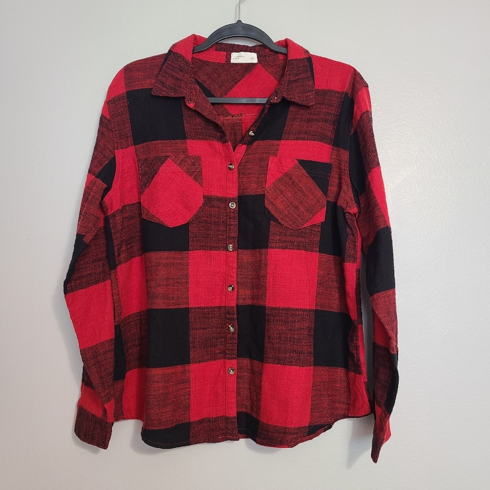 Maurices Relaxed Fit Buffalo Plaid Lumberjack Checkered Flannel Button Up Large